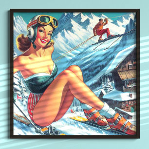 Poster Pino de Esqui do Vintage