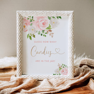 Poster Pino floral de pincel de aquarela adivinhem quanto