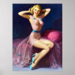 Poster Pino Noturno Rosa Para Cima<br><div class="desc">Retro pinup. Imagem de alta resolução da pintura de canvas.</div>