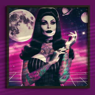 Poster Pino-up do Gótico Synthwave