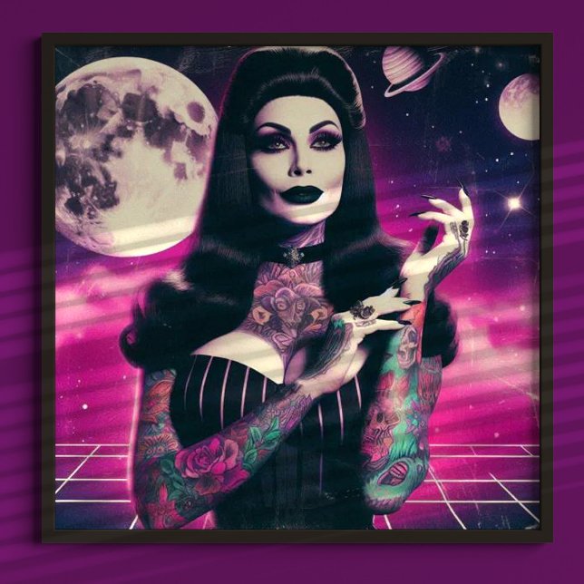 Poster Pino-up do Gótico Synthwave (Criador carregado)