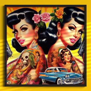 Poster Pinos de Gêmeos Tatuados Vintage