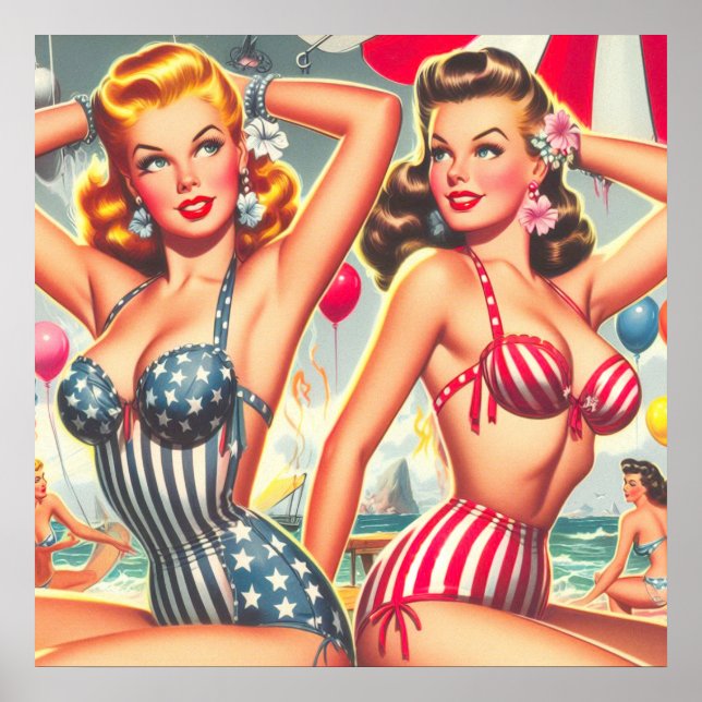 Poster Pinos do Partido Retro Beach (Frente)
