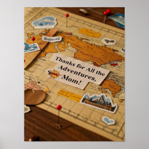 Poster Pinos e marcos do mapa mundial