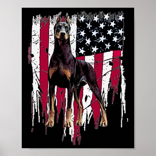 Poster Pinscher American Flag Usa incrível (Frente)