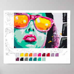 Poster Pinta por Números (contorno abaixo): Grafit