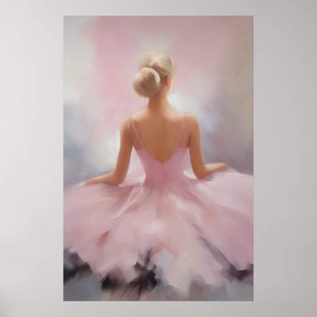 Poster Pintada Ballerina a rosa (Frente)