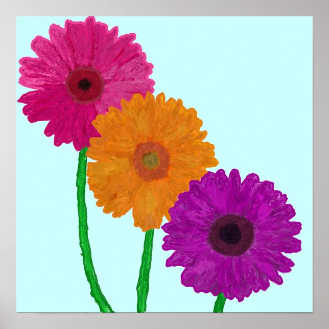 Poster Pintado Gerbera Daisies (Frente)