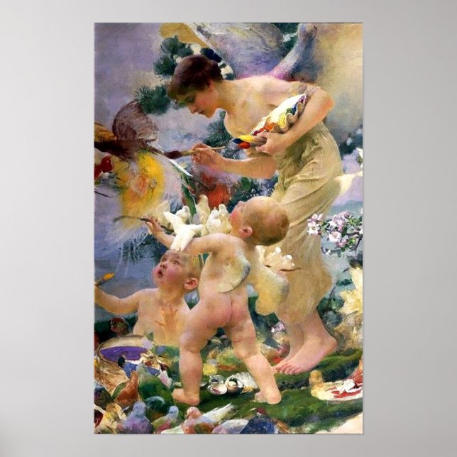 Pôster Pintando as aves por Franz Dvorak (Frente)