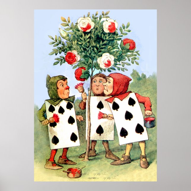 Pôster Pintar as Rosas da Rainha na Terra das Maravilhas (Frente)