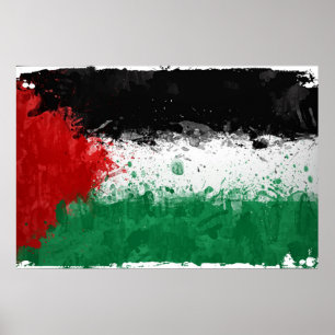 Pôster Pinte a bandeira de Palestina do Grunge da arte
