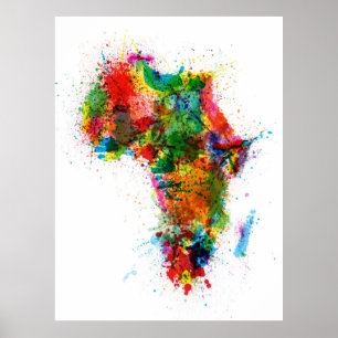 Pôster Pinte espirra o mapa do mapa de África