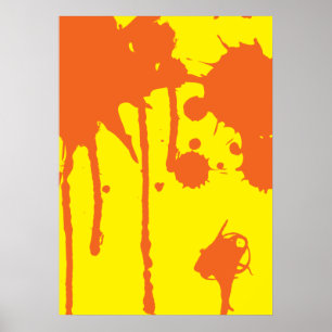 Poster Pinte o Splatter alaranjado