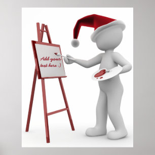 Pôster Pinte seu texto Cavalete de pintura de Papai Noel