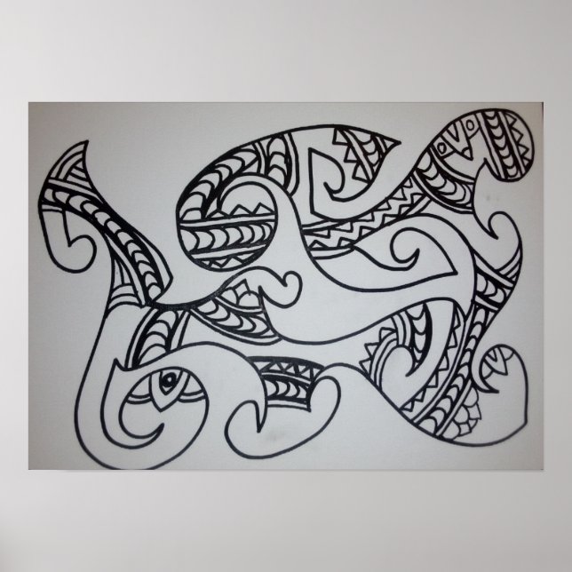 Poster Pinte Você Mesmo Motivo Maori  (Frente)