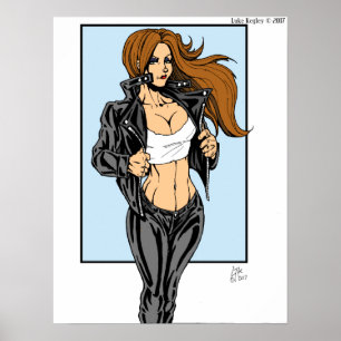 Poster Pintinho Brunette Leather Biker