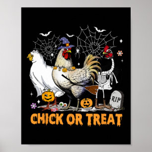 Poster Pintinho De Abóbora De Galinha Ou Tratar A Spooky