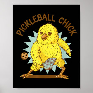 Poster Pintinho De Pickleball Engraçado Cota Galinha Com
