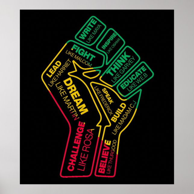 Poster Pinto motivacional do herói da história negra (Frente)