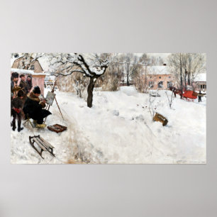 Poster Pintor ao ar livre de Carl Larsson. Inverno-Motivo