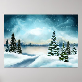 Poster Pintor Cênico Winter Wonderland Watercolor