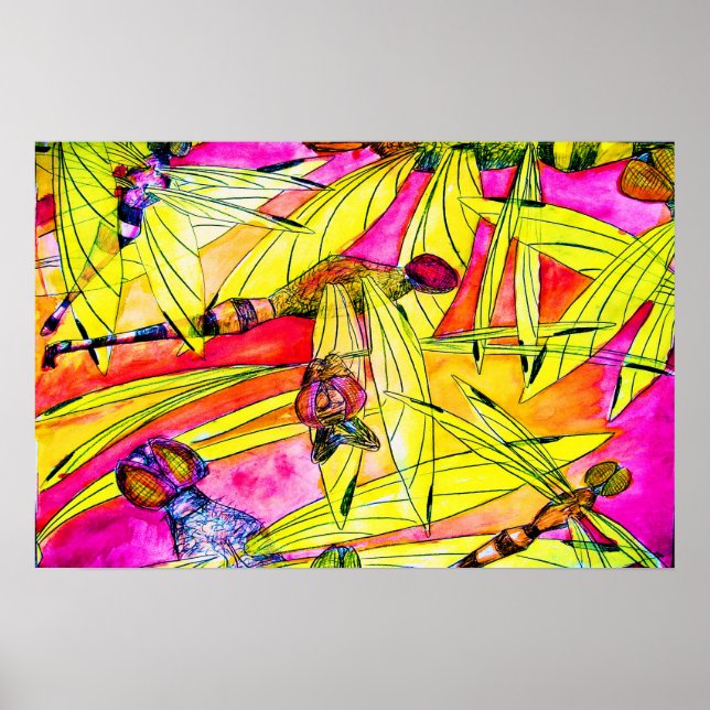 Poster Pintor de aquarela de Dragonfly (Frente)