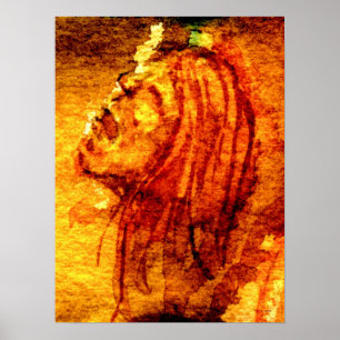 Poster Pintor de Aquarela Laranja Triste