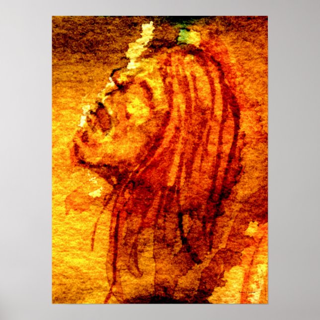 Poster Pintor de Aquarela Laranja Triste (Frente)