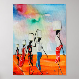 Poster Pintor de aquarelas africanas Brilho de Canvas Pre