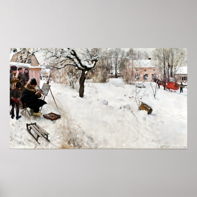 Poster Pintor de ar livre Carl Larsson. Winter-Motif (Frente)
