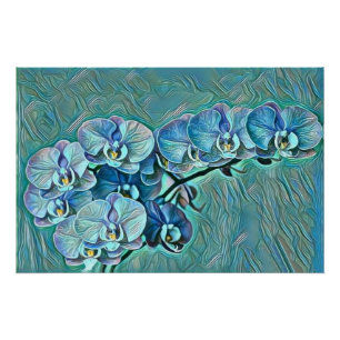 Pôster Pintor de orquídeas púrpura azul