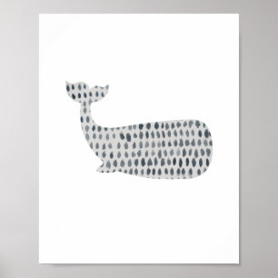 Poster Pintor de Vidro do Mar de Abstrato de Baleia Azul