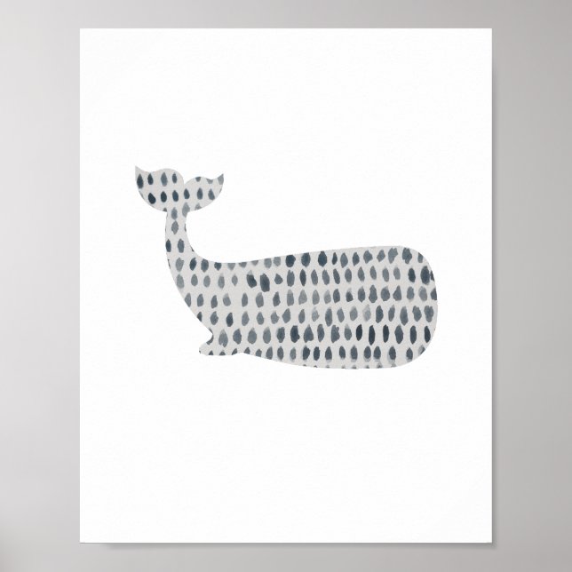 Poster Pintor de Vidro do Mar de Abstrato de Baleia Azul (Frente)