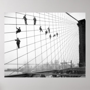 Poster Pintores, ponte de Brooklyn, Nova Iorque, vintage