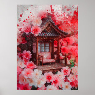 Poster Pintura a aquarela japonesa florida