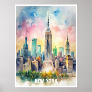 Poster Pintura a Aquarela Nova York
