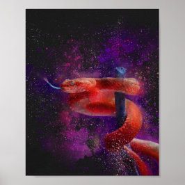 Poster pintura a cores aquáticas vibrante do espaço cobra