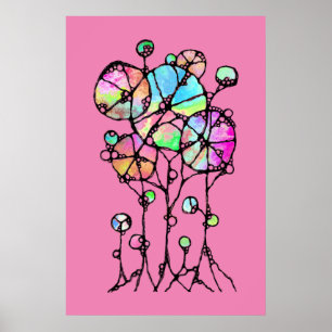 Poster Pintura à Mão - Grupo de Árvores Abstratas 3