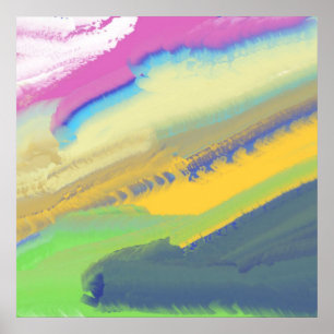 Poster pintura a óleo abstrata colorida