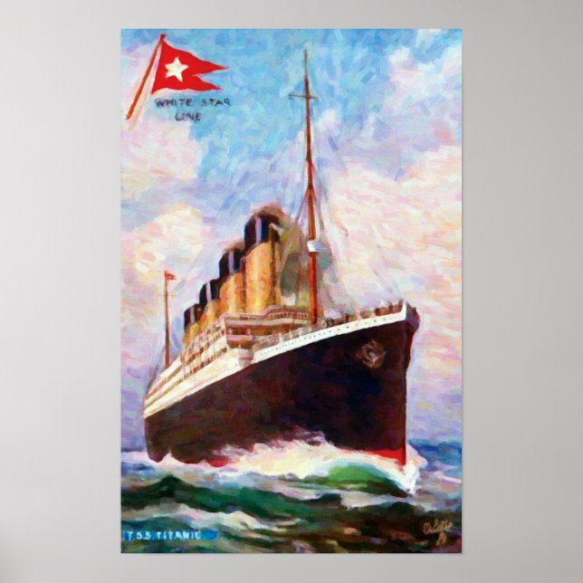 Poster Pintura a óleo da linha branca Titanic (Frente)