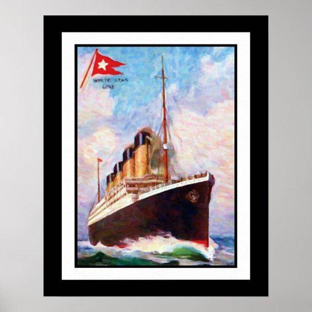 Poster Pintura a óleo da linha branca Titanic (Frente)