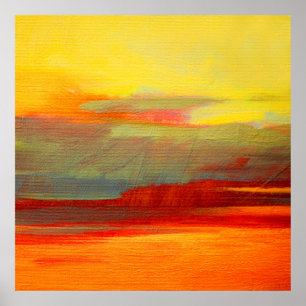 Poster pintura a óleo da paisagem abstrato em canvasink,