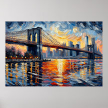 Pintura a óleo da ponte Brooklyn