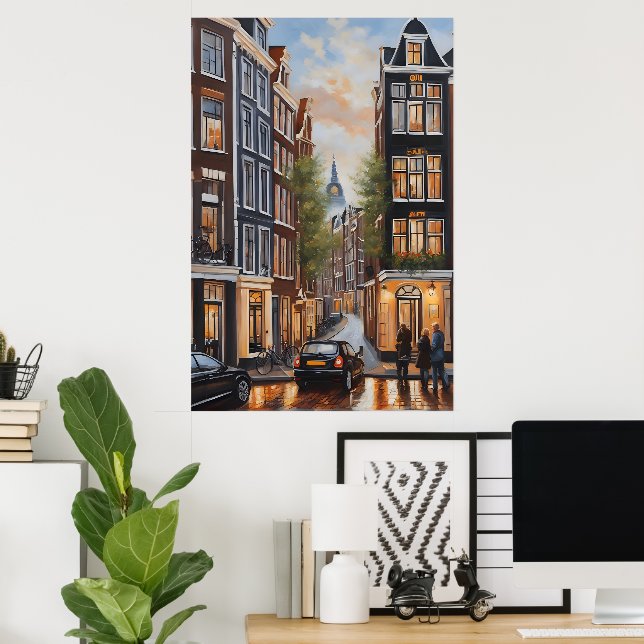 Poster pintura a óleo de Amsterdã (Escritório em casa)