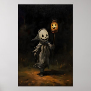 Poster Pintura a Óleo de Fantasma Infantil de Halloween, 