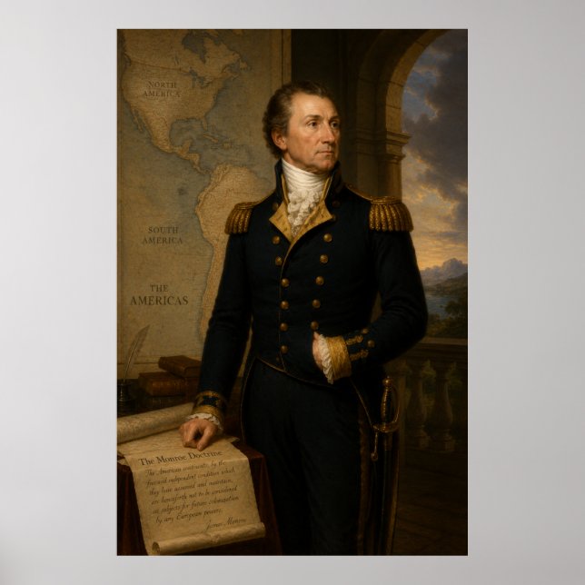 Poster Pintura a Óleo de James Monroe | Doutrina Monroe (Frente)