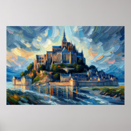 Poster pintura a óleo de Mont-Santo-Michel