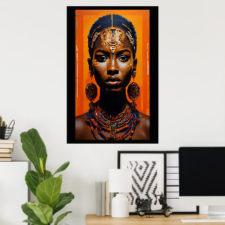 Poster Pintura a óleo de mulher da arte africana vibrante