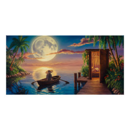 Pôster Pintura a óleo de paraíso tropical