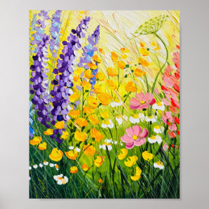 Poster Pintura a Óleo de Prado de Flores Silvestres Banha
